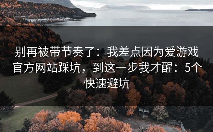 别再被带节奏了：我差点因为爱游戏官方网站踩坑，到这一步我才醒：5个快速避坑
